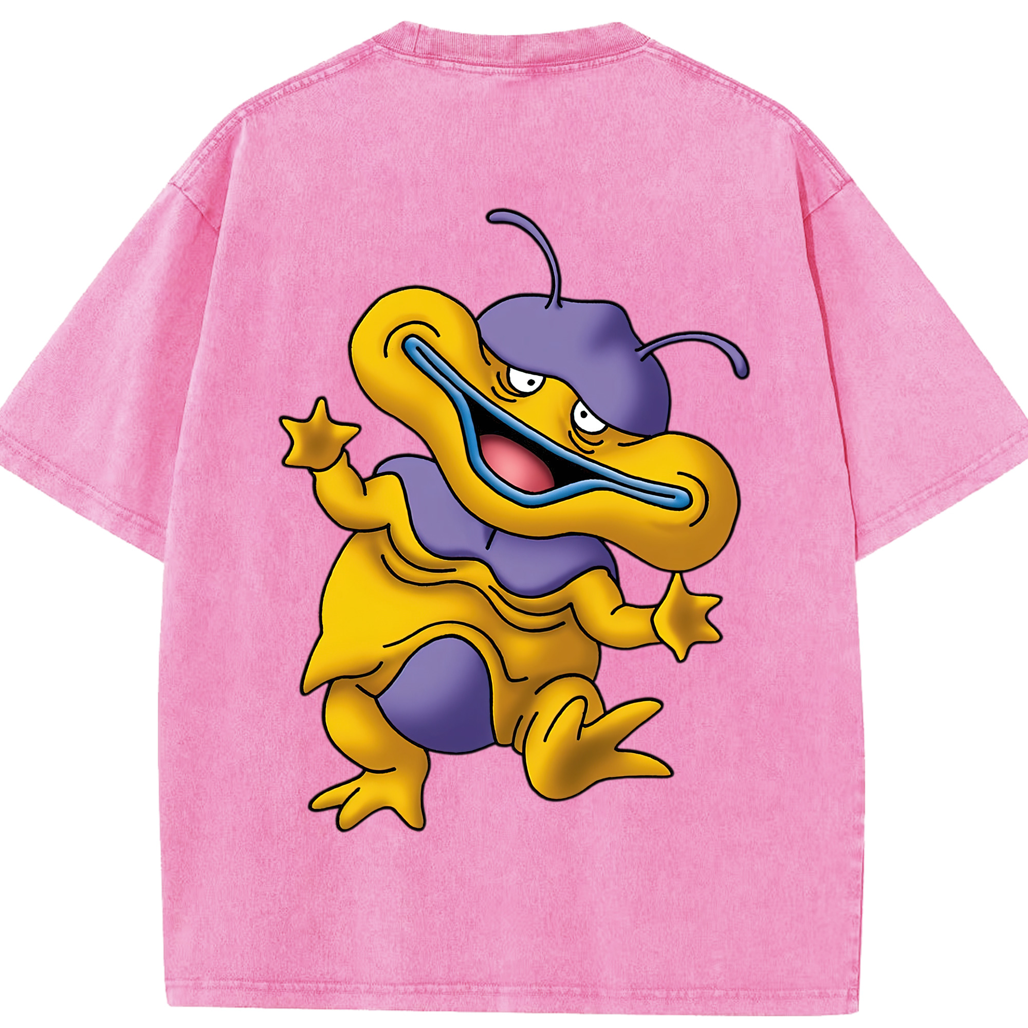 （画像用） ドラゴンクエスト Doragon Kuesuto Dragon Quest 綿100% ヴィンテージ風 半袖Tシャツ（背面プリント）